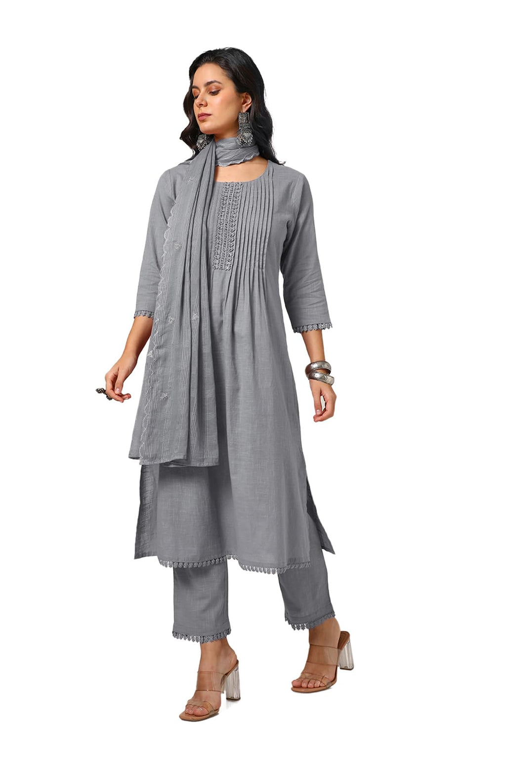 Soch Women Cotton Slub Kurta Suit Set (