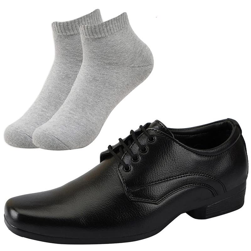 Vitoria l Men Black LaceUp Formal Shoes with Light Gray Socks/7 7