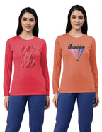 Lyra WomenS Cotton Printed Round Neck Full Sleeves T-Shirt