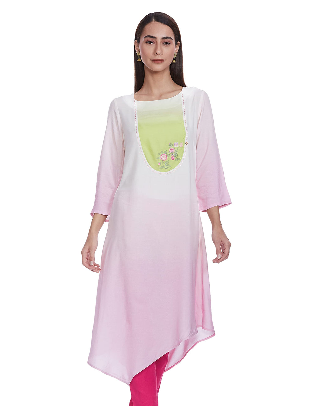 W For Woman Women'S Viscose Regular Kurta (21Few13557-114370_Bubblegum Pink_16)