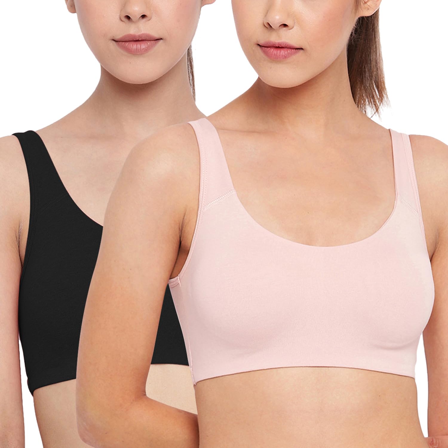 Enamor WomenS Full Cup Non Padded Non Wired Bra (Pack Of 2) (Sb06_Pearl/Black_X-Small)