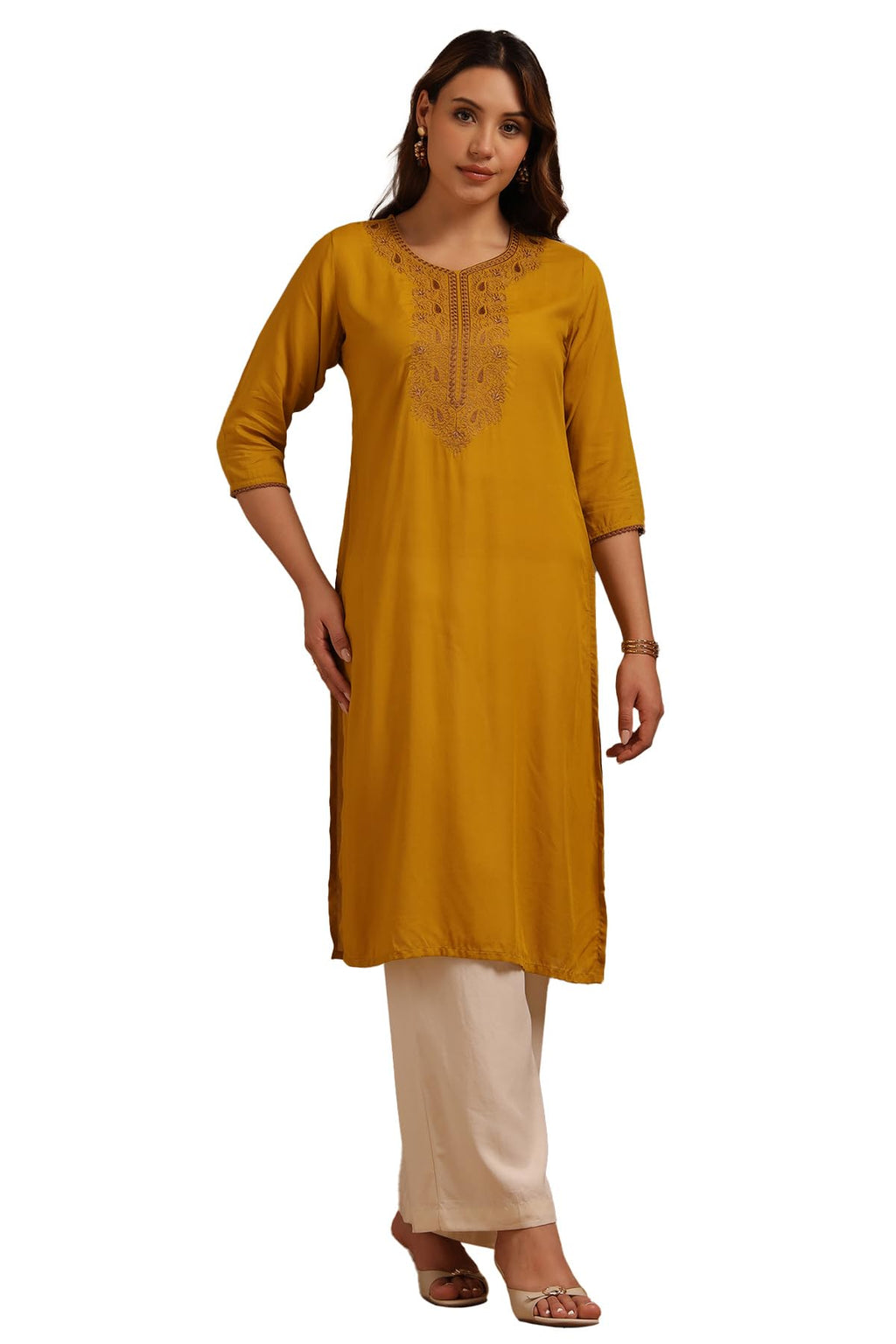 Soch Women Rayon Embroidered Regular Kurta