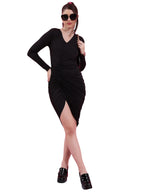 Ketch WomenS Polyester Blend Bodycon Knee Length Dress (Khj6000455_Black