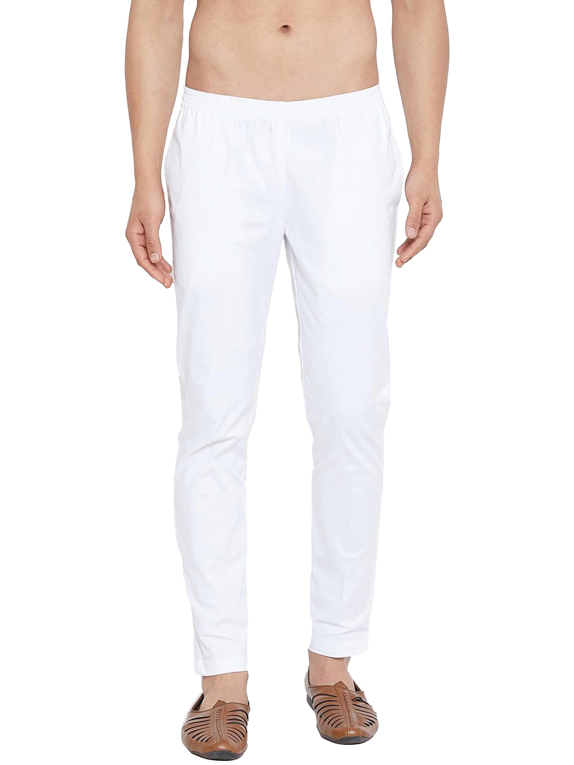 See Designs White Cotton Regular Fit Pyjamas N Elasticated Waistband_SDPJ100XXL
