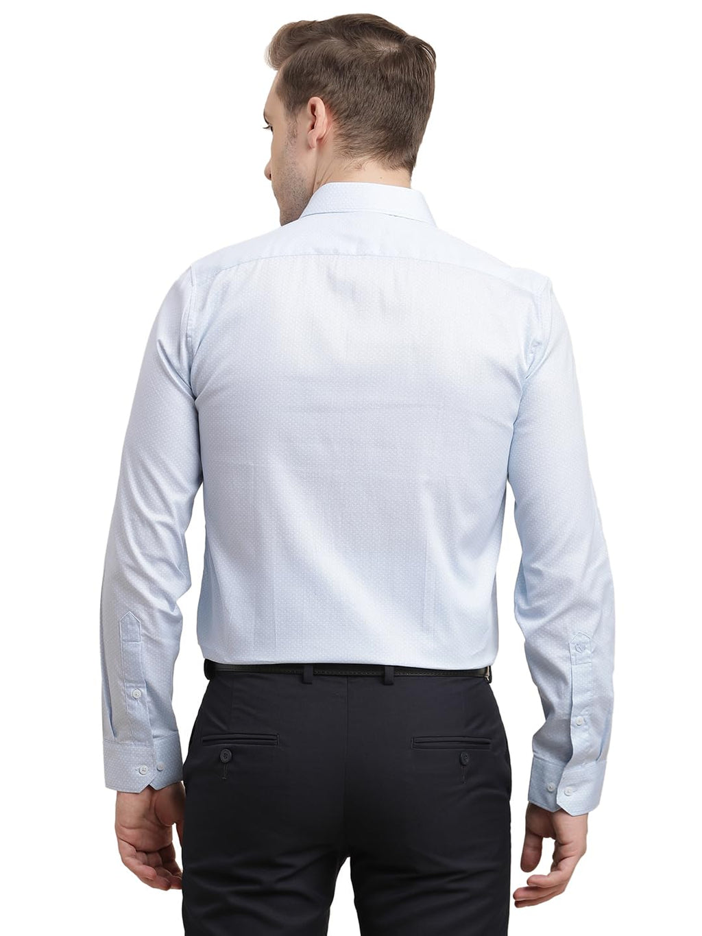 Turtle Men 100% Cotton Slim Fit Light Blue Printed Full Sleeve Formal Shirt