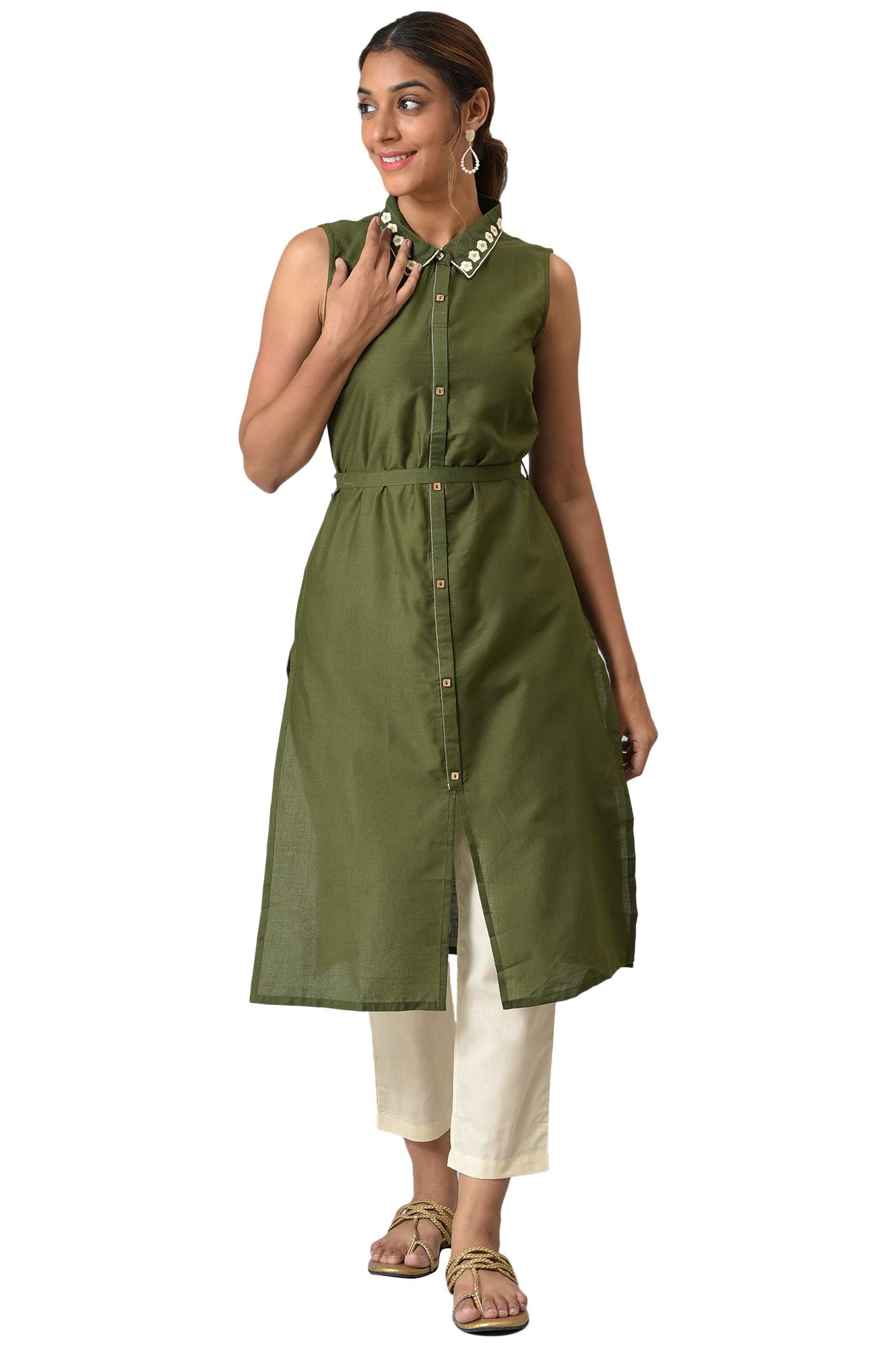 Aurelia Women'S Cotton Kurta, Trouser (22Onas13273-604208_Green