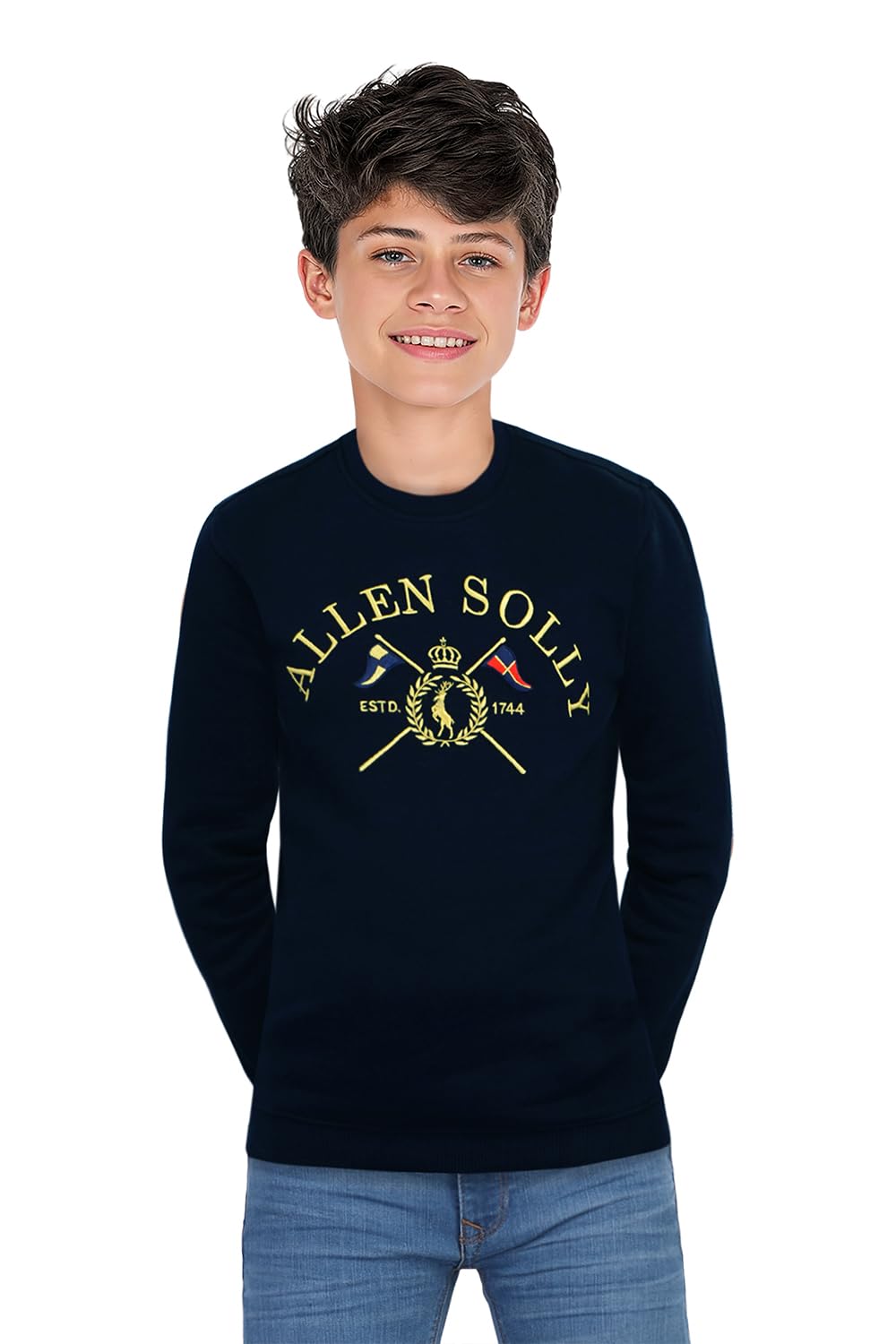 Allen Solly Boys Navy Embroidered Regular Fit Sweatshirt 15-16