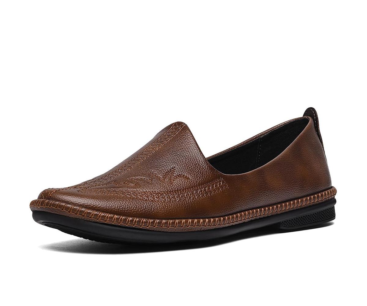 LOUIS STITCH Mens Russet Tan Ethnic Slip On Embroided Mojaris | Stylish Nagra Juti for Men | Lightweight and Comfortable Stylish 9