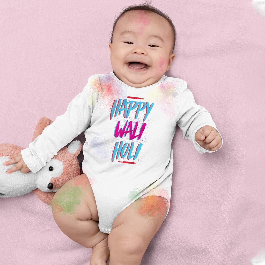 Bon Organik Unisex Happy wali Holi Bodysuit Baby