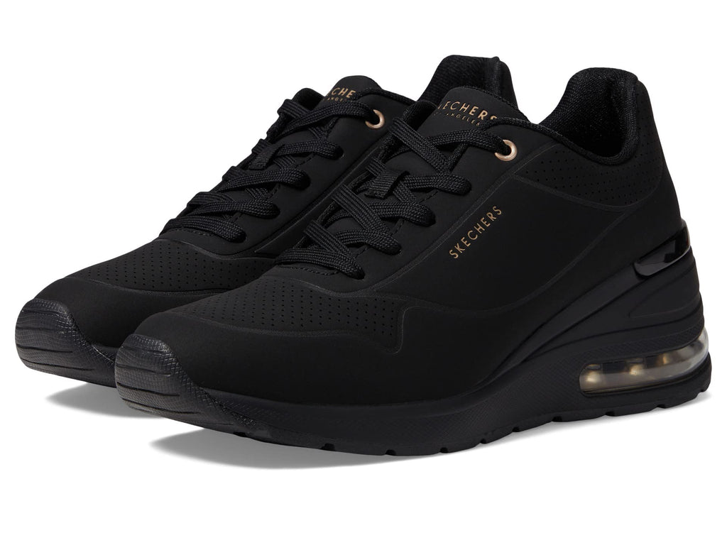 Skechers Women's Million Elevated Air Sneaker, Black, 7