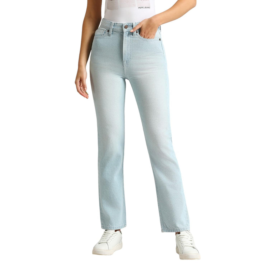 Mary Straight Fit High Waist Jeans Light Indigo Blue