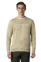 Louis Philippe MenS Polycotton Round Neck Sweatshirt (Lystcrgp703698_Beige