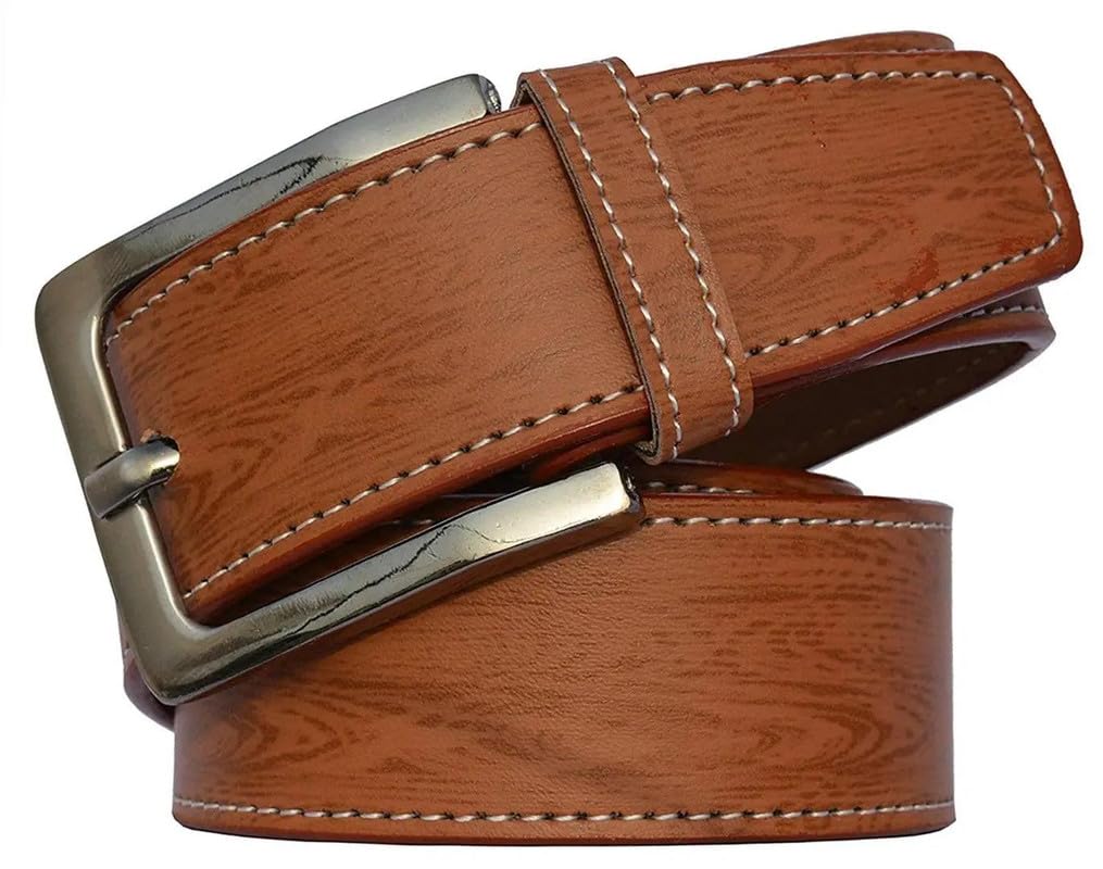 Sunshopping MenS Tan Synthetic Leather Needle Pin Point Buckle Belt (FtossTan) (38) 38