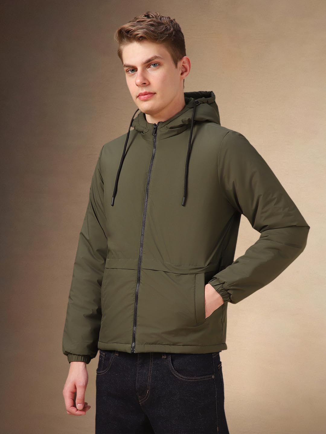 Dennis Lingo Men Green Solid Polyester Regular Fit Full Sleeve Jackets