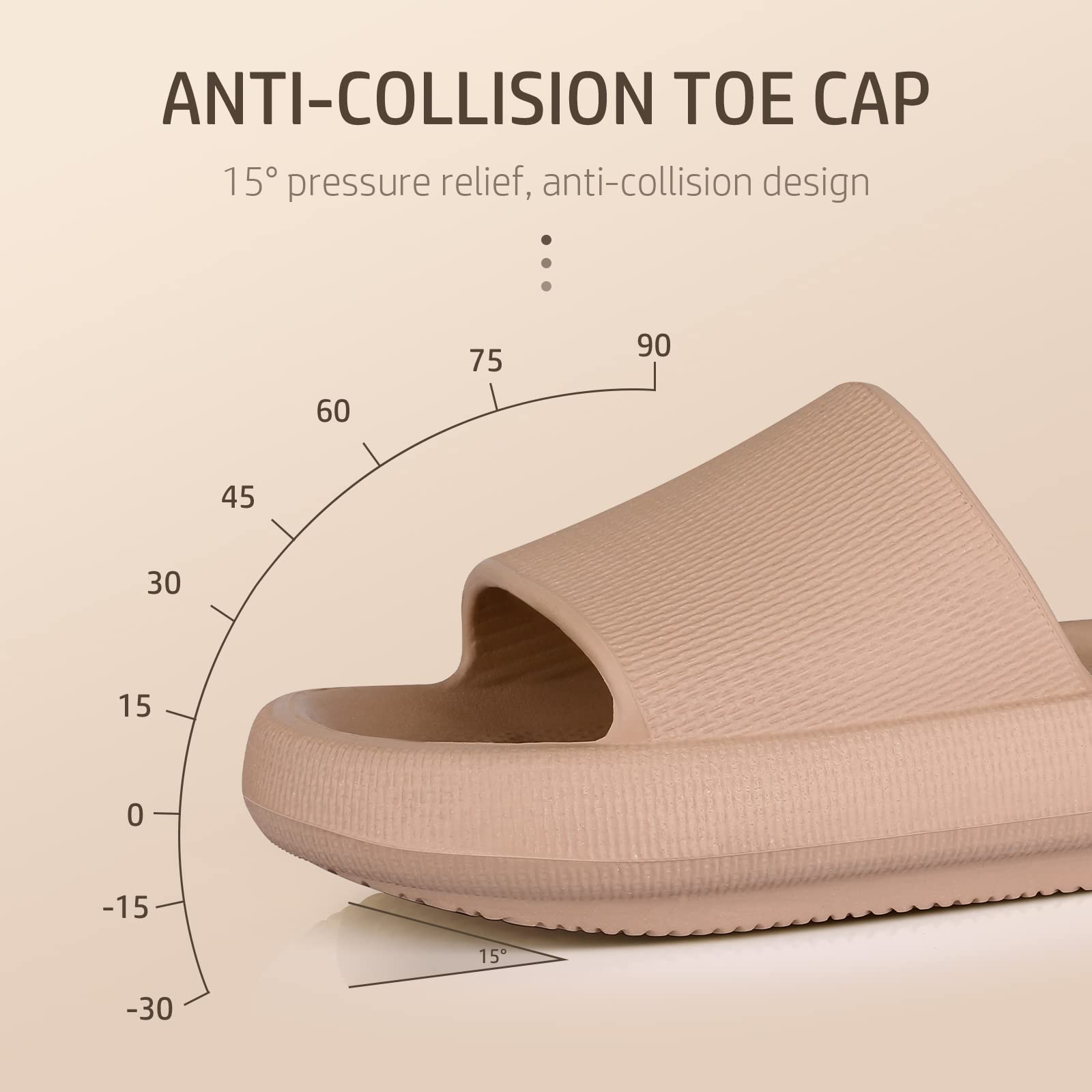 Brown Cloud Slippers for Women and Men -Leevar Massage Shower Bathroom Non-Slip Open Toe Cloud Slide Soft Comfy Thick Sole Cloud