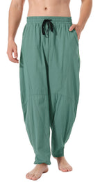 perdontoo Mens Linen Cotton Loose Fit Casual Lightweight Elastic Waist Summer Pants (XX-Large, Green)