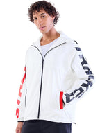 Bewakoof Air 1.0 MenS Typography Oversized Fit Full Sleeve Hooded Neck Nylon Windcheater Jacket_642502_White_S