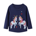 Baby Girl Long Sleeve T-Shirts Unicorn Christmas ELK Graphic Winter Cotton Casual Crewneck Tunic Tops Tee Shirts Sets 3 Pack 12M