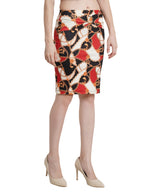 POPWINGS Women Knee Length Multicolor Chain Printed Pencil Skirt