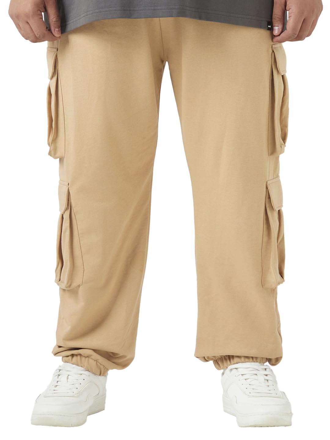 Bewakoof Air 1.0 MenS Solid Super Loose Fit Cotton Blend Plus Size Joggers_646431_Brown_3Xl