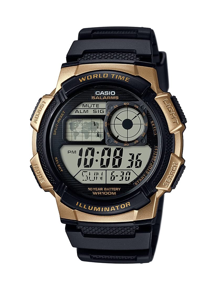 Casio Men's '10 Year Battery' Quartz Stainless Steel and Resin Watch, Color:Black (Model: AE-1000W-1A3VCF)