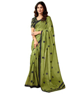 Satrani WomenS Chanderi Cotton Printed Ready To Wear One Minute Pre Pleated Readymade Saree With Unstitched Blouse Piece (32Rs2