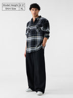 The Souled Store Plaid Shirt: Steel Men and Boys Long Sleeves Collared Neck Button Front Regular Fit Cotton Utility Shirts