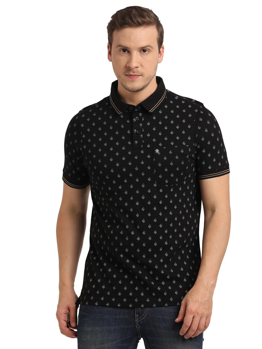 Turtle Men 100% Cotton Slim Fit Black Polo T-Shirt
