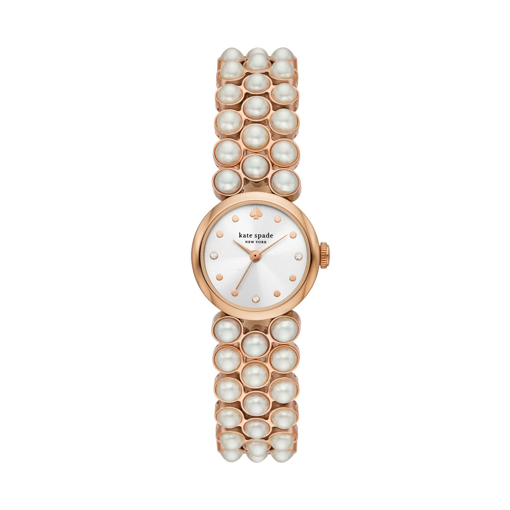 Kate Spade New York Women's Monroe Pearl Three-Hand Rose Gold-Tone Stainless Steel Bracelet Watch (Model: KSW1784)