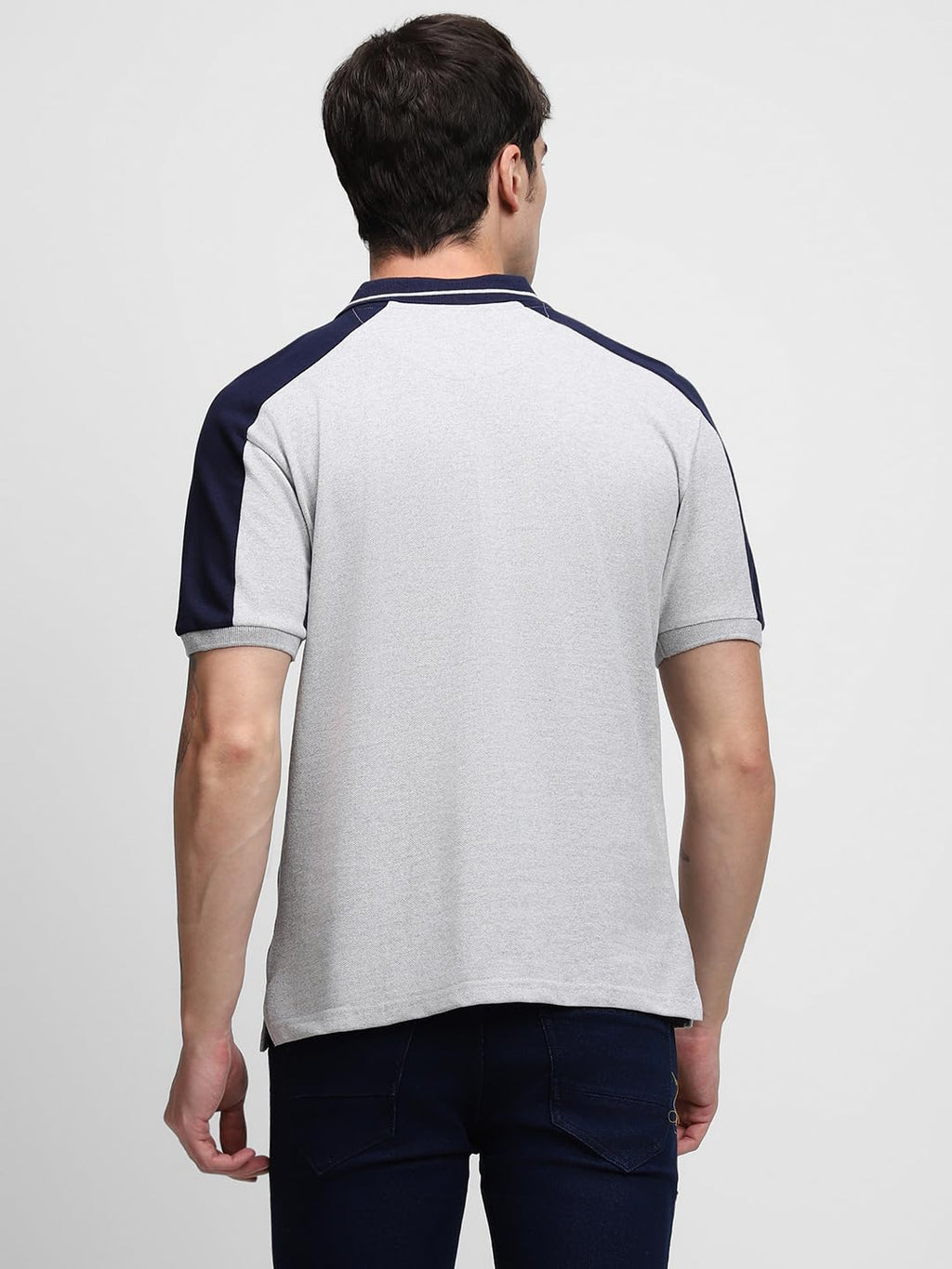 Dennis Lingo Mens Cotton Grey Polo Neck T-Shirt (Solid)