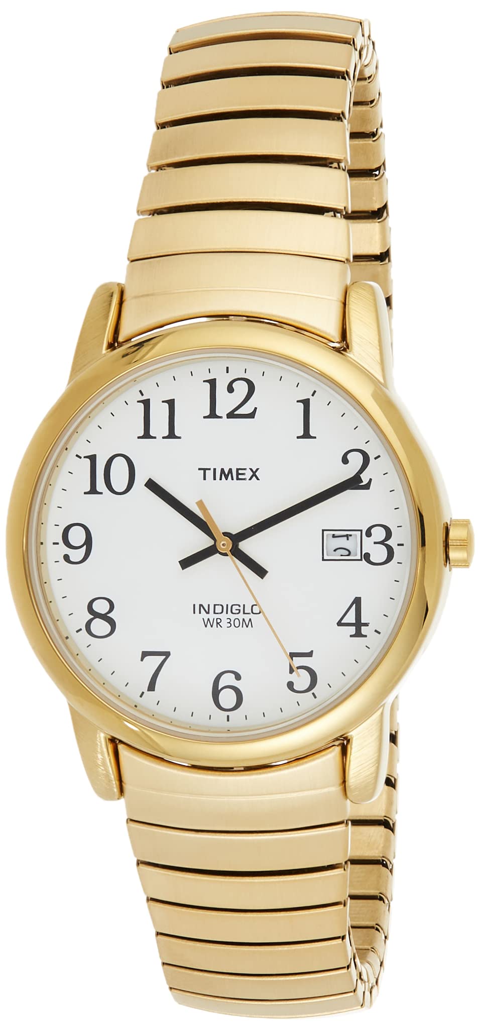 Timex Men's Easy Reader 35mm Watch - Gold-Tone Case White Dial with Gold-Tone Tapered Expansion Band