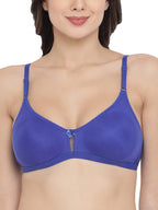 Clovia Women s Cotton Rich Solid Non-Padded Full Cup Wire Free T-Shirt Bra (BR0638P08_Dark Blue_40B)