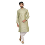 Manyavar MenS Silk Blend Other Kurta Pyjama (Cposk382_Green_L)