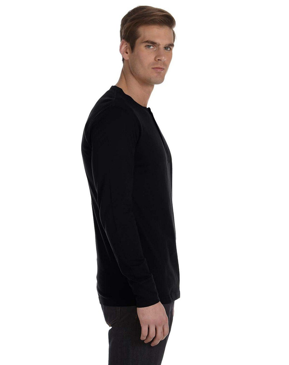 Mens Jersey Long-Sleeve Henley - WHITE - S(D0102H785F2)