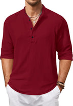 Zartha Mens Regular Fit Solid Cotton Blend Straight Kurta Maroon