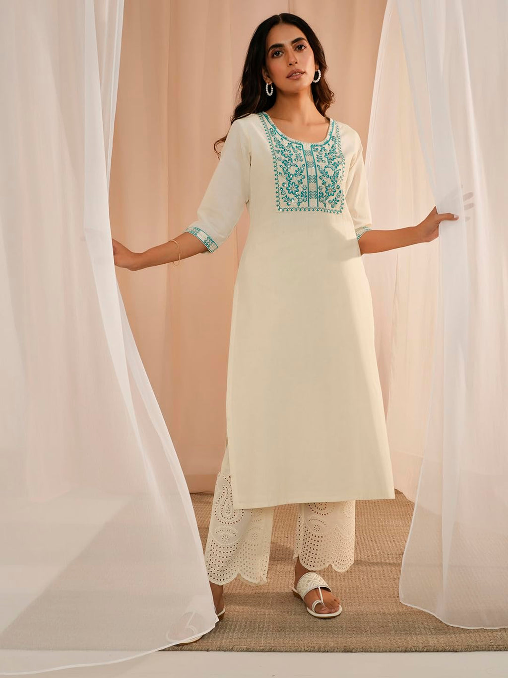 Libas Womens Yoke Design Cotton Straight Kurta For Women