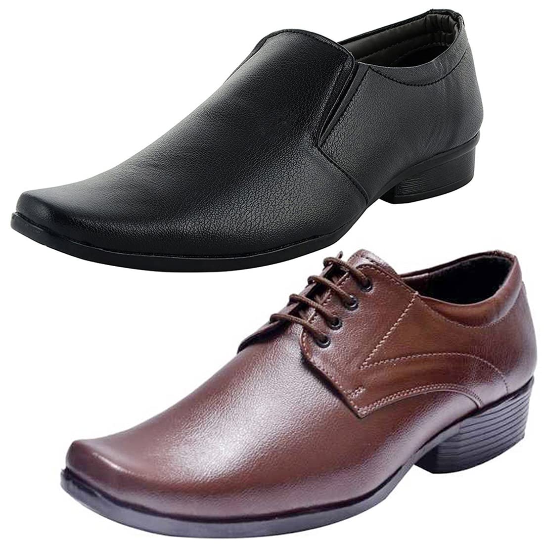 Relaxed Trendy Formal Shoes/Party Shoes/ 2 Shoes Combo with Free Belt for Men and Boys (BAZAAR8212_VTR004Brwn2003Blk) Multico 7
