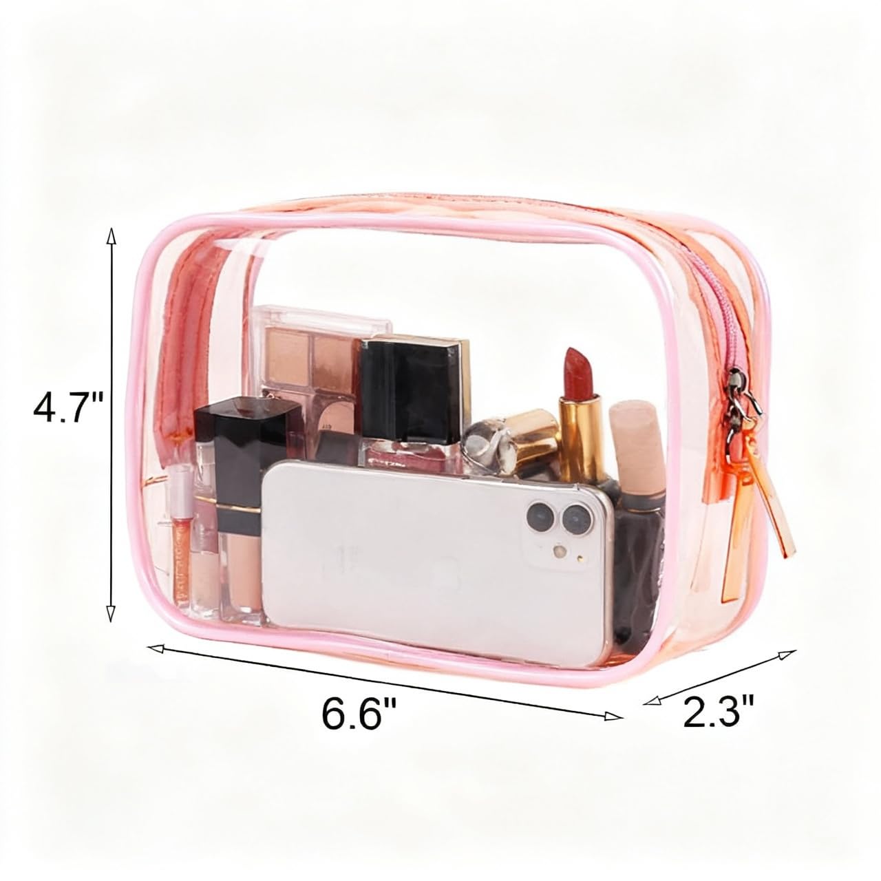 Clear Pouch Small, Clear Makeup Bag, 6.6x2.3x4.7 Size TSA Approved Toiletry Bag, Clear Travel Bags for Toiletries, Clear Cosmeti