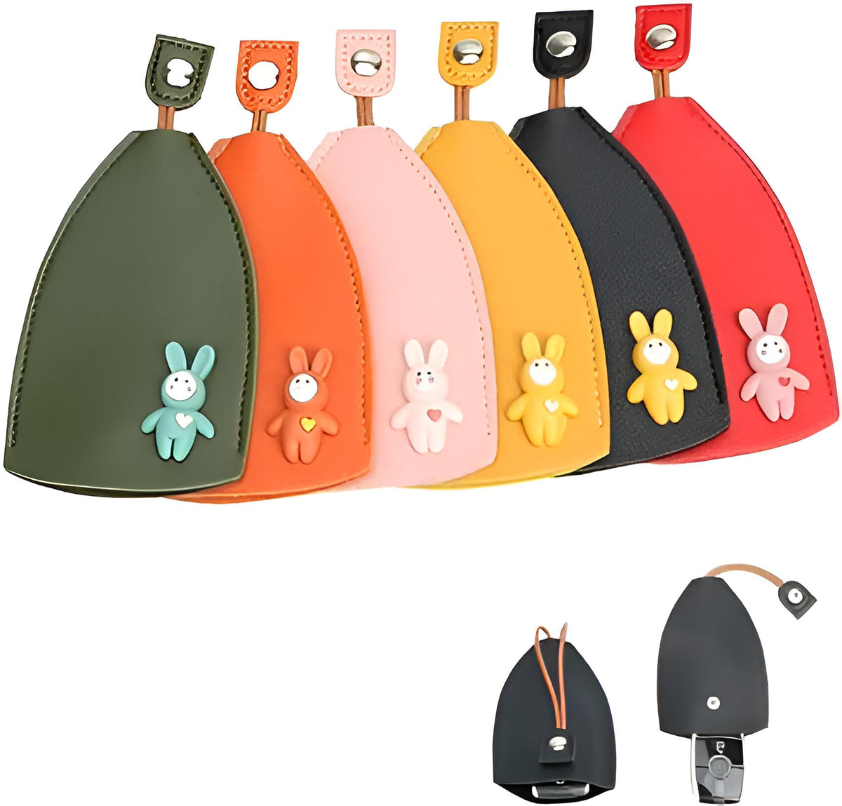 Shapat 4PcS Pu Leather Creative Pull Out Cute Large Capacity Car Key Case, Case Key Holder, Cartoon Pull Type Key Bag Super Lar 6