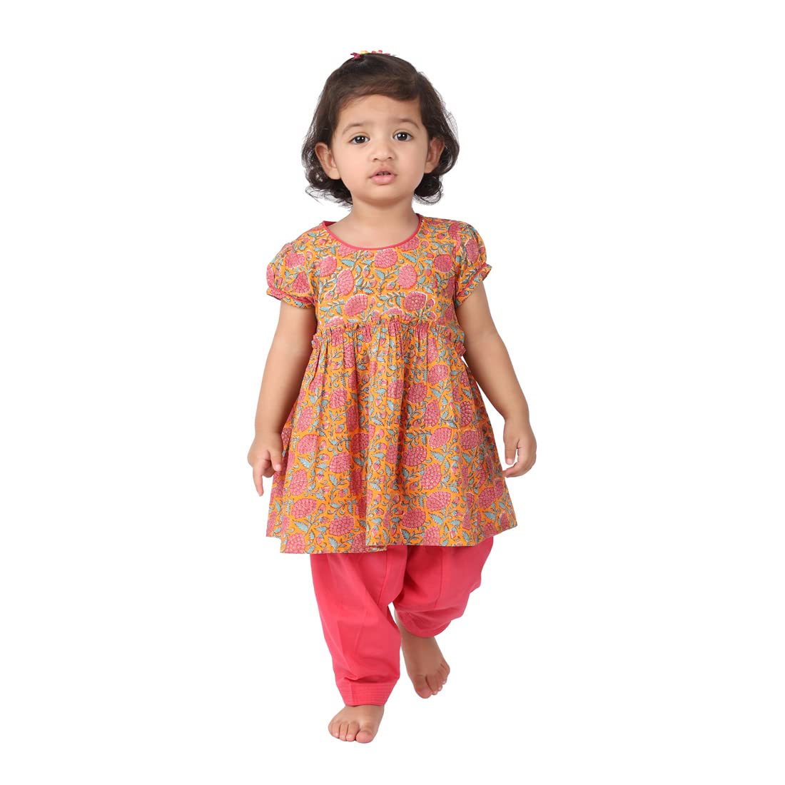 Fabindia Baby GirlS Cotton Salwar Set (102382201_Orange