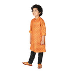 Fabindia Viscose Tussar Printed Long Kurta (Orange-10659981)