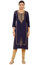 Soch Women Dark Blue Rayon Floral Kurtas