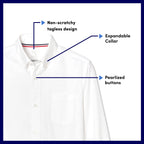 French Toast boys Short Sleeve Oxford Dress (Standard & Husky) Button Down Shirt, White, 14 Husky