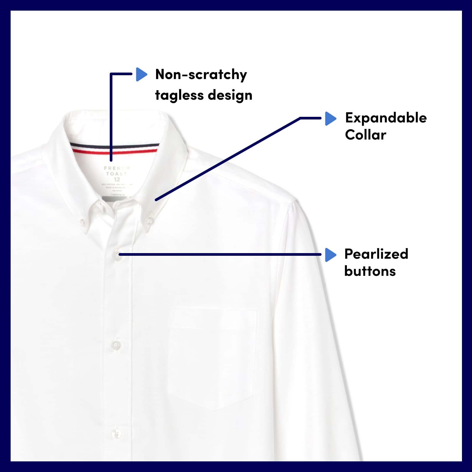 French Toast boys Short Sleeve Oxford Dress (Standard & Husky) Button Down Shirt, White, 14 Husky