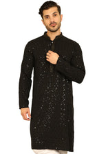 Jompers Mens Chikankari Sequins Embroidered Kurta