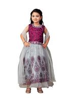 Aarika Girls Ethnic Wear Purple-Grey Colour Thread Embroidery Net Lehenga Choli Set With Dupatta-3-9 Years (Lch-Shm-1527)