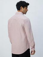 The Souled Store Slim-Fit Shirt: Lilac Stripes Men and Boys Long Sleeves Collared Neck Buttonfront Striped Regular Fit Lightweig
