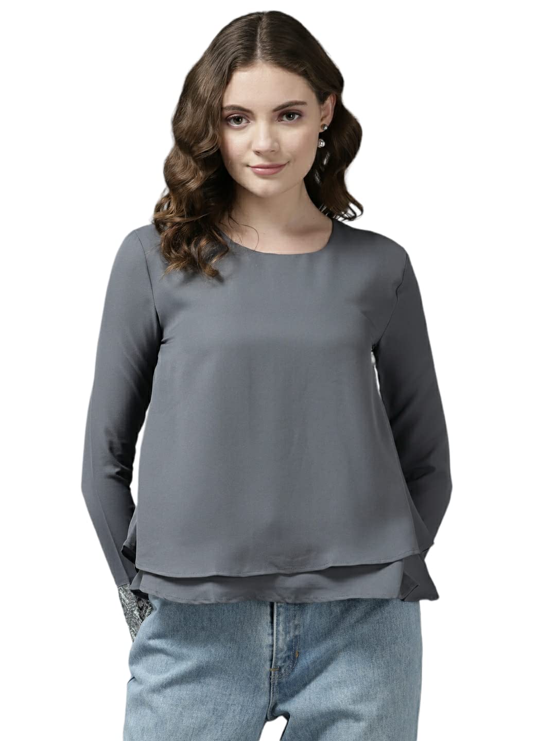 Aarika Womens Regular Fit Shirt (TP-W-M-12401_Grey S)