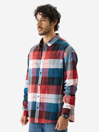 The Souled Store Plaid: Black/Blue/Red Checks Long Sleeve Collared Neck Button Down Cotton Relaxed Fit Shirts for Men and Boys -