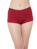 Clovia Womens 100% Cotton Medium Waist Outer Elastic Boyshorts Panty (PN3535A09_Maroon_S)